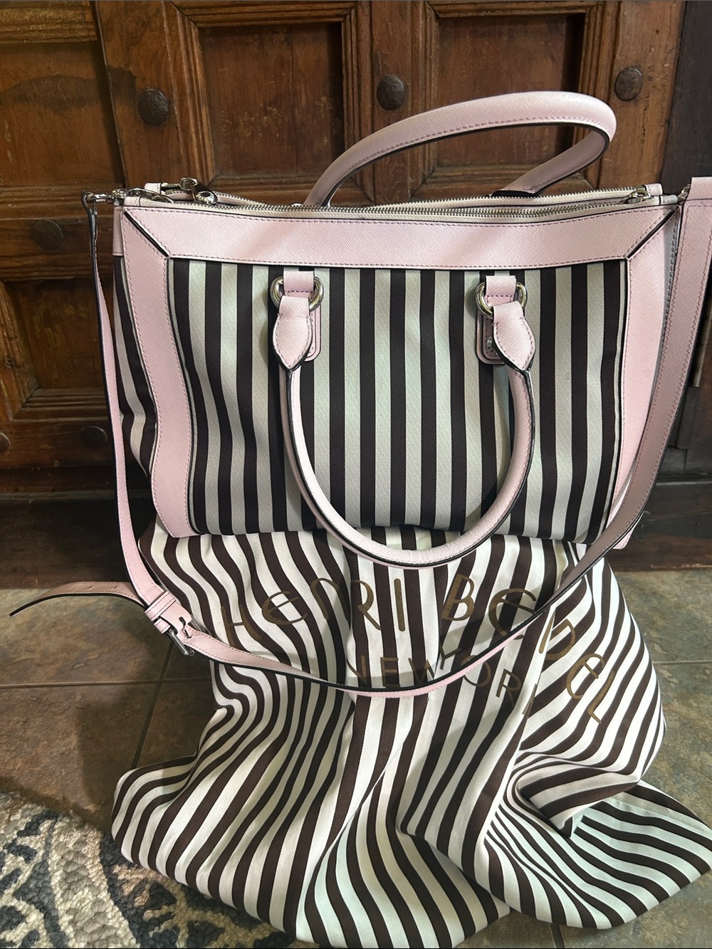 HENRI BENDEL RARE
Centennial Stripe Handbag Pink, Black, White Crossbody purse - Picture 6 of 16